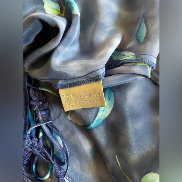 90s Vintage Satin Floral Mini Dress - Picture 3 of 7